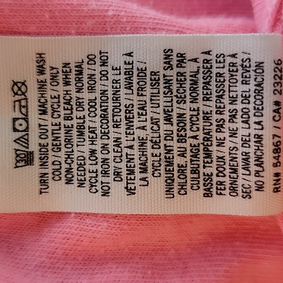 PINK VICTORIA'S SECRET Neon Pink Mesh Shoulder Logo Print Long Sleeve T-Shirt M - Picture 7 of 7